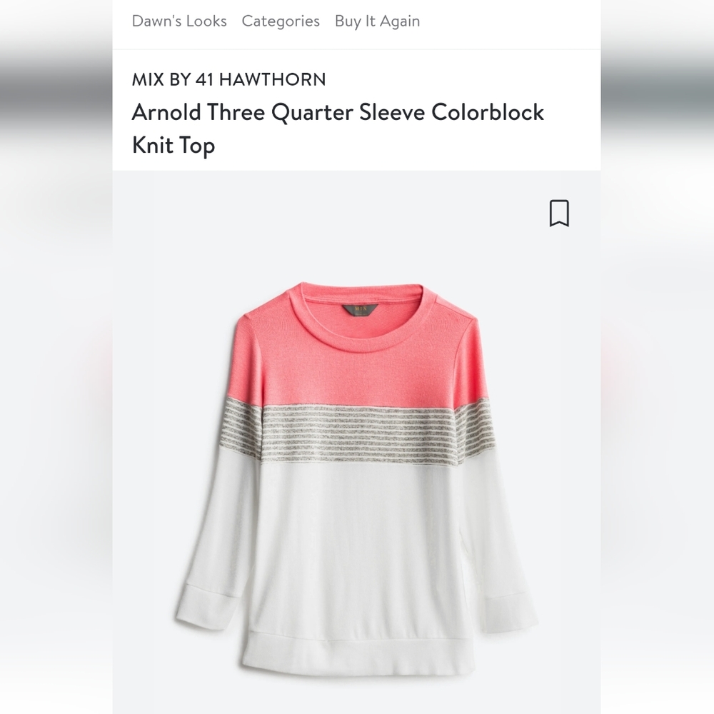Mix by 41 Stitchfix colorblock 3/4 sleeve